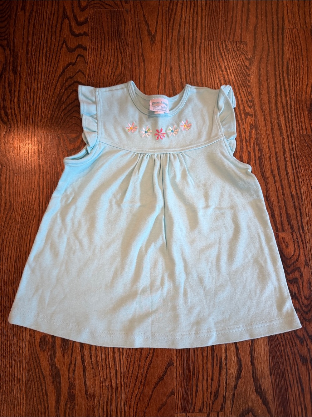 Light Blue Floral Yoke Casual Dress for Girls